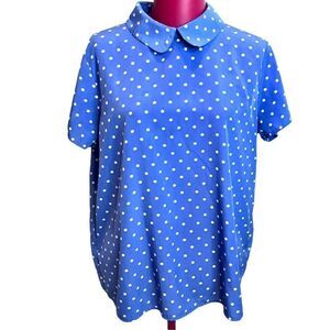 F21 Polka Dot Peter Pan Collar Top sz M